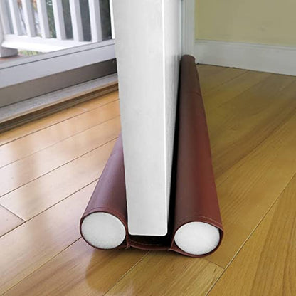 AMPEX Twin Door Draft Stopper Guard | 42 Inch Under Door Air & Dust Blocker – Brown