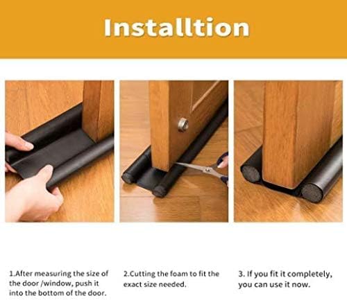 AMPEX Twin Door Draft Stopper Guard | 42 Inch Under Door Air & Dust Blocker – Brown