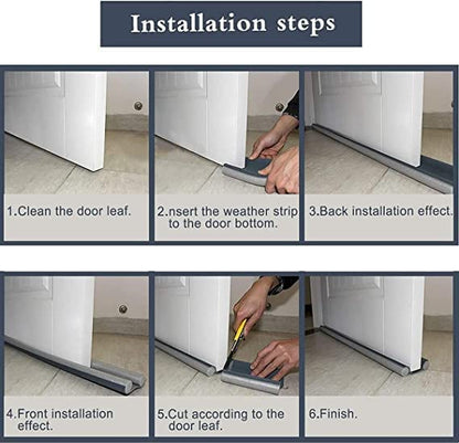 AMPEX Twin Door Draft Stopper Guard | 42 Inch Under Door Air & Dust Blocker – Brown