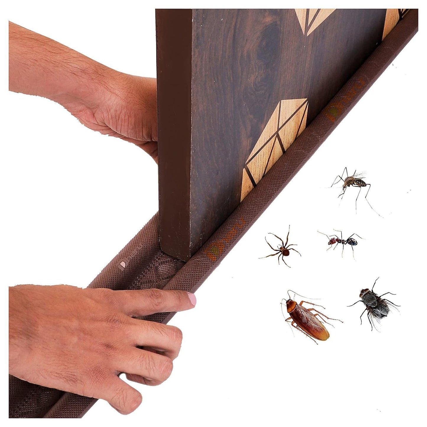 AMPEX Twin Door Draft Stopper Guard | 42 Inch Under Door Air & Dust Blocker – Brown