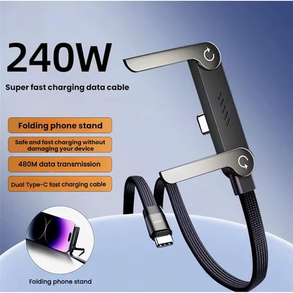 4-in-1 Fast Charging Cable 240W - Type-C, USB-A & Lightning | Charge All Devices at Once