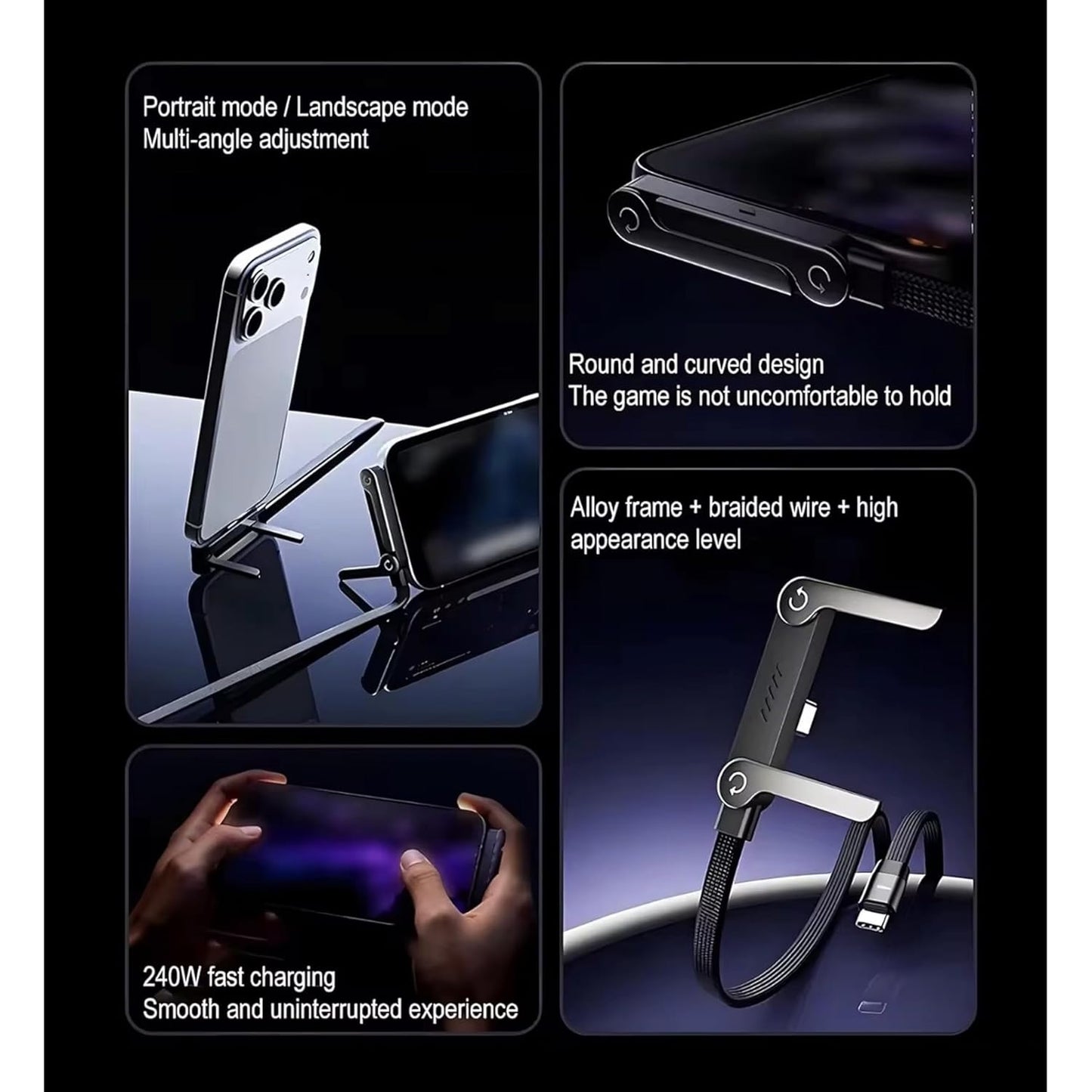 4-in-1 Fast Charging Cable 240W - Type-C, USB-A & Lightning | Charge All Devices at Once