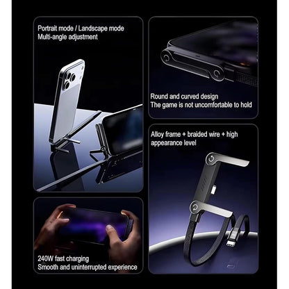 4-in-1 Fast Charging Cable 240W - Type-C, USB-A & Lightning | Charge All Devices at Once